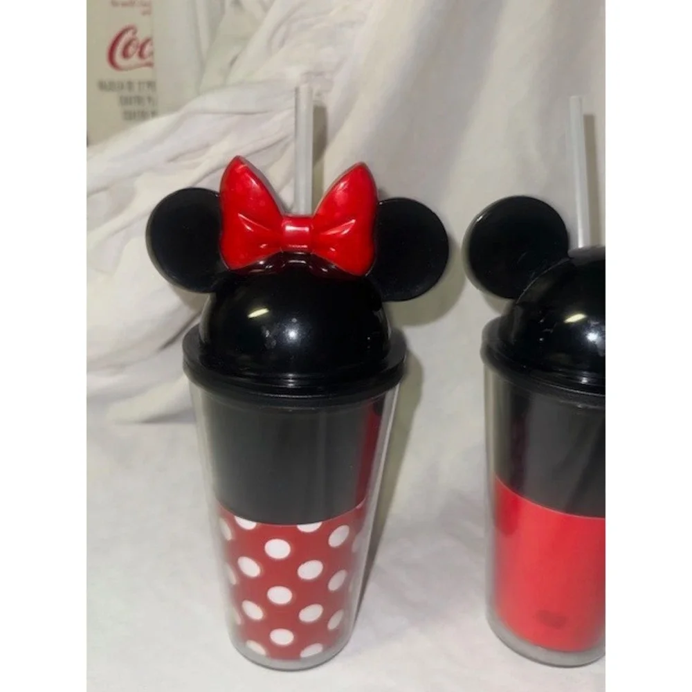Disney Mickey & Minnie‎ Mouse Tumblers with Straws Set of 2